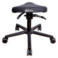 Schwarzer T4 Gentleman Workingchair aus Kunstleder auf Rollen, frontal