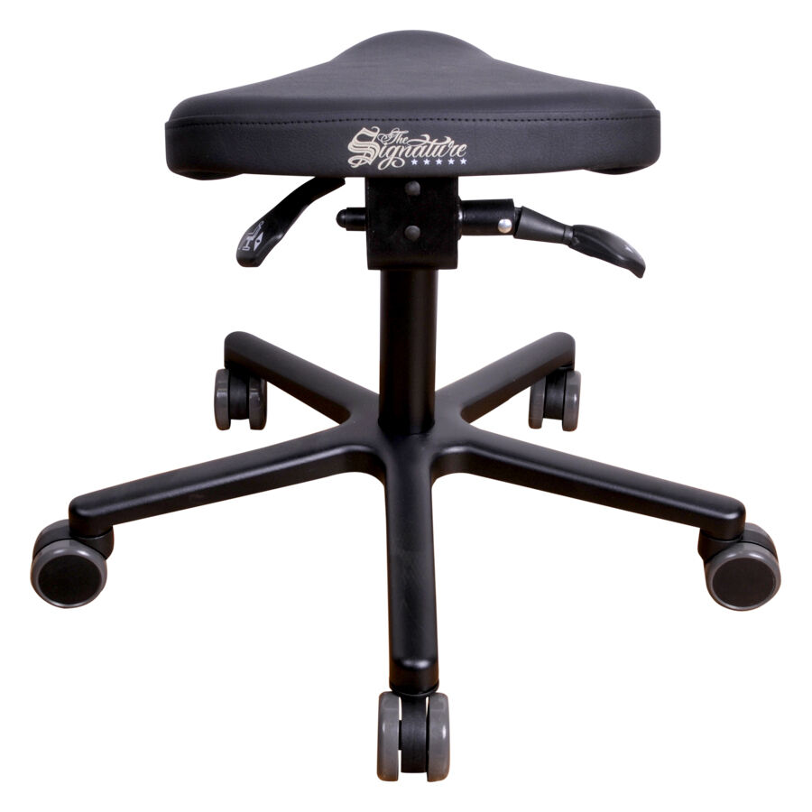 Schwarzer T4 Gentleman Workingchair aus Kunstleder auf Rollen, frontal