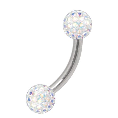 Gebogenes Titan Bananabell mit Aurora Boreale Kristallen, 6 mm