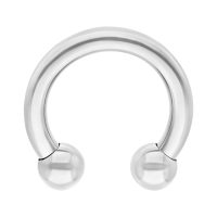 Silberner Circular Barbell mit 10 mm Innendurchmesser und 5 mm Kugeln auf weißem Hintergrund
