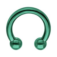 Dunkelgrüner Circular Barbell aus Titan mit glänzender Oberfläche auf weißem Hintergrund