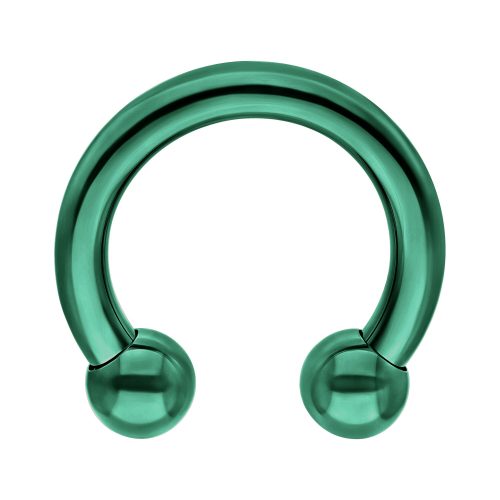 Dunkelgrüner Circular Barbell aus Titan mit glänzender Oberfläche auf weißem Hintergrund
