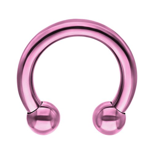Kreisförmiger violetter Barbell aus Titan mit zwei Kugeln auf weißem Hintergrund