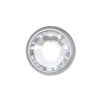 Silberner Titanaufsatz mit kristallklarem Stein, 3,2 mm Größe