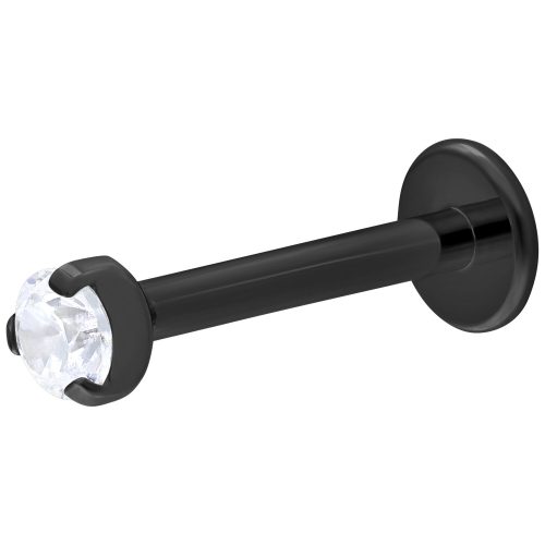 Schwarzes Labret aus Titan mit klarem Kristall, 6mm Länge, 2mm Kugel