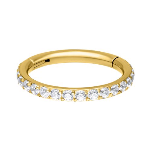Goldener Piercingring mit klaren Kristallen, 6,0 mm Durchmesser