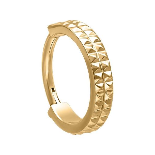 Goldener Rivet Clicker mit 12 mm Innendurchmesser auf weißem Hintergrund