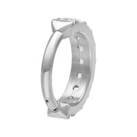 Silberner Piercingring mit Kristall, 1,2mm Stärke, 8,0mm Innendurchmesser