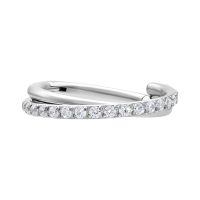 Silberner Piercingring mit Kristallen, 1,2 mm Stärke, 8 mm Durchmesser