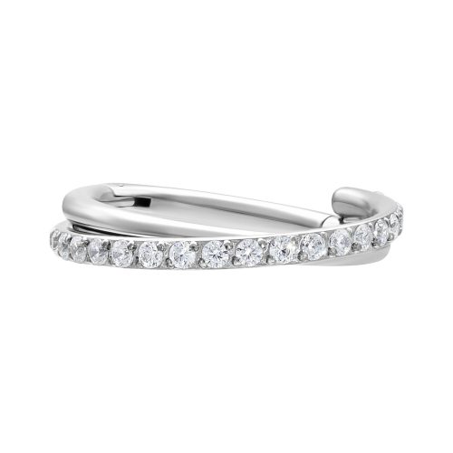 Silberner Piercingring mit Kristallen, 1,2 mm Stärke, 8 mm Durchmesser