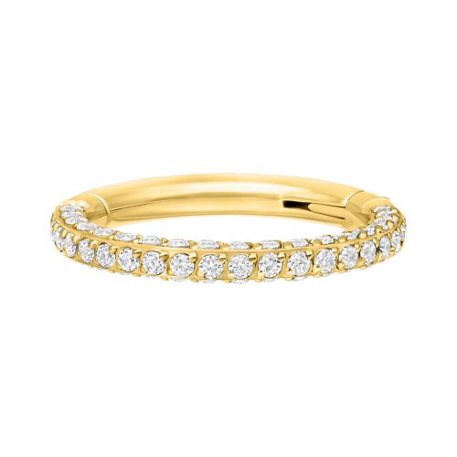 Goldener Clicker mit Kristallen, Innendurchmesser 6 mm, auf weißem Hintergrund