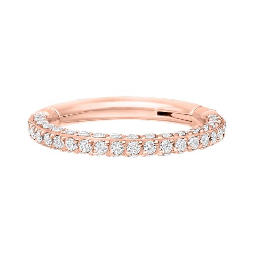 Roségoldener Clicker mit Kristallen, 1,2 mm Stärke, 6,0 mm Innendurchmesser, auf weißem Hintergrund