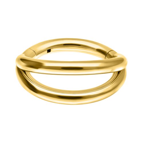 Goldener Double Row Clicker mit 1,2 mm Stärke und 7,0 mm Innendurchmesser auf weißem Hintergrund