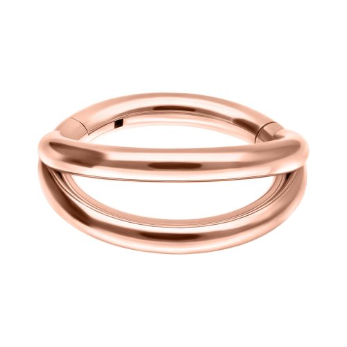 Roségoldener Double Row Clicker, 1.2 mm Stärke, 7.0 mm Innendurchmesser auf weißem Hintergrund