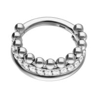 Silberfarbener Triple Bubble Crystal Clicker mit Kristallen, 12 mm