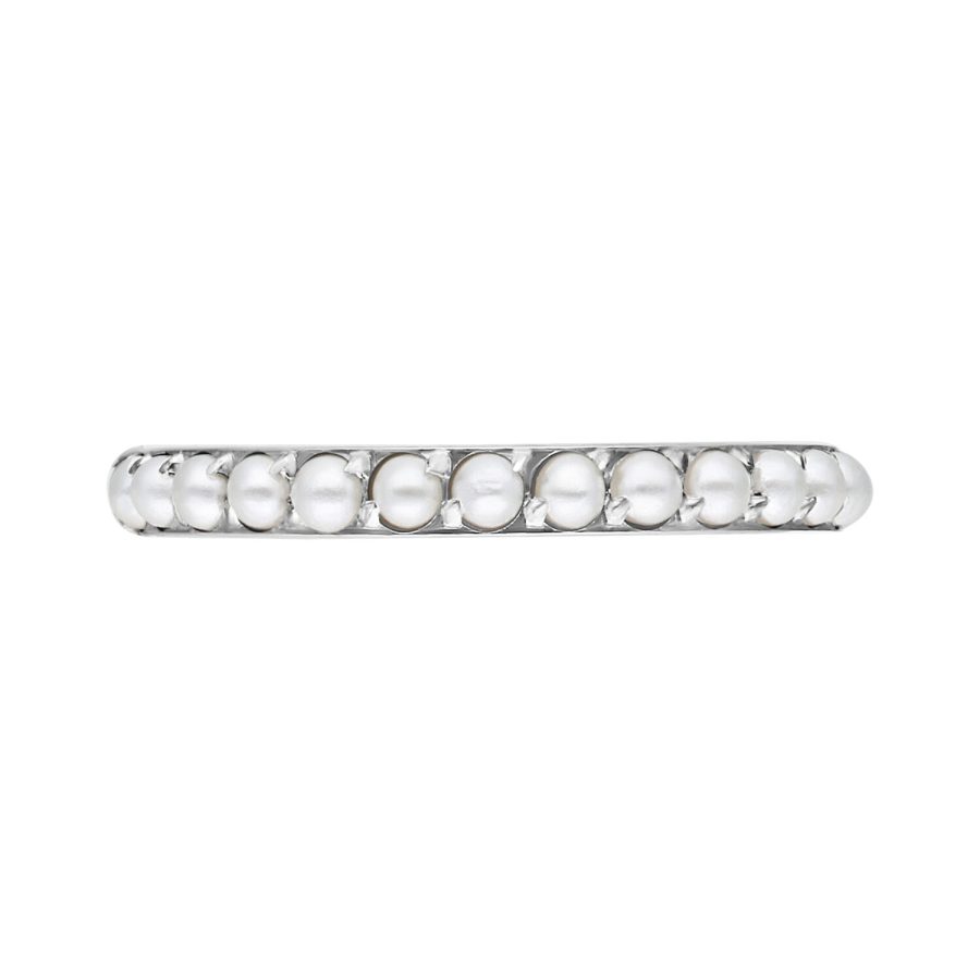 Silberner Pearl Clicker Piercing mit 6.0 mm Innendurchmesser auf weißem Hintergrund