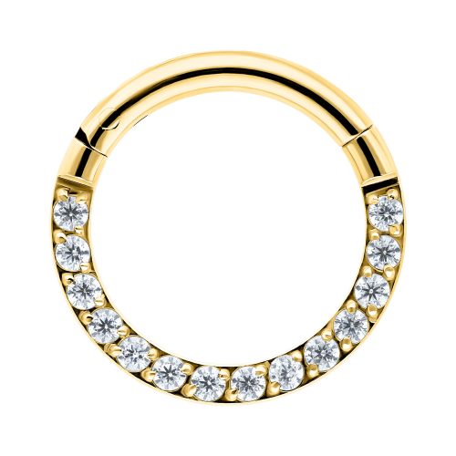 Goldener Clicker-Ring mit klaren Kristallen, 6mm Innendurchmesser