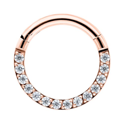 Roségoldener Pave Set Crystal Clicker mit 6 mm Durchmesser auf weißem Hintergrund