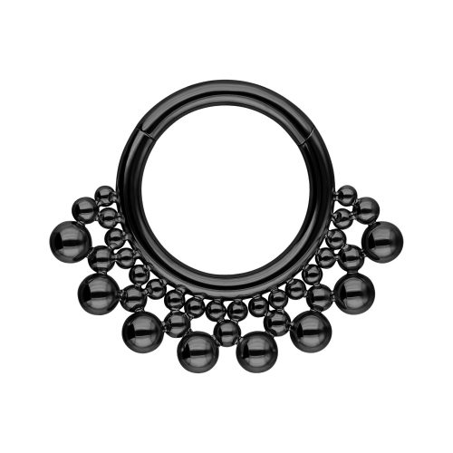 Schwarzer Septum Clicker Ring mit Kugeln, kreisförmig angeordnet