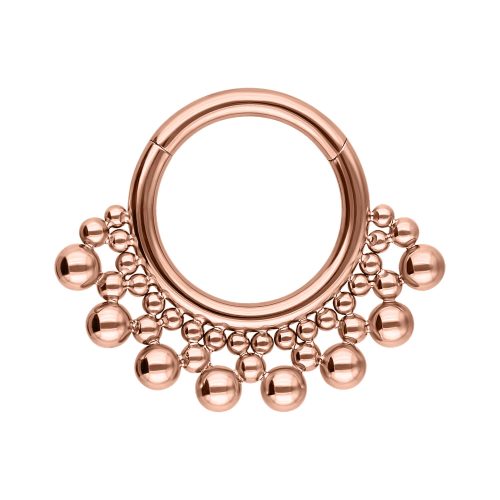 Roségoldener Septum Clicker aus Titan mit Kugeldesign auf weißem Hintergrund
