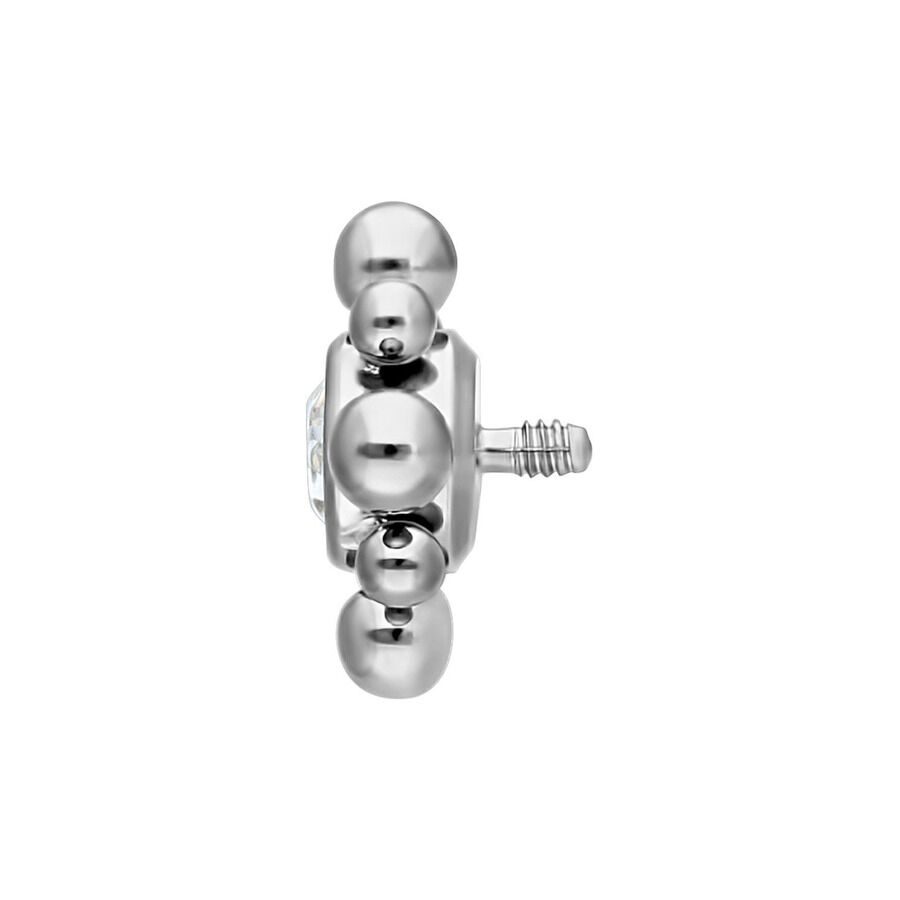 Silberner Titan Aufsatz 2,5 mm mit Außengewinde auf weißem Hintergrund