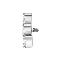 Silberner Piercing-Aufsatz mit drei klaren Kristallen, seitlich