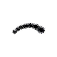 Silberner Piercingaufsatz mit schwarzen Kristallen, links gebogen