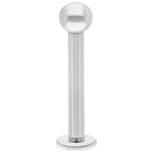 Silbernes Titan Labret mit rundem Kopf auf weißem Hintergrund
