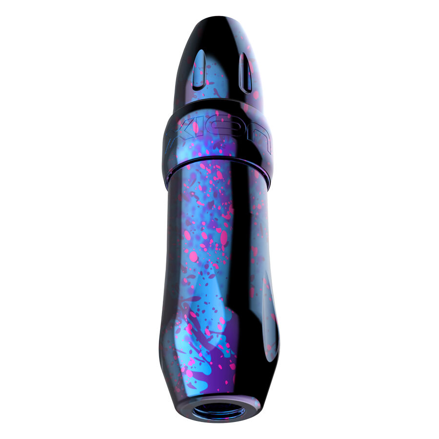 Xion Pen Cosmic Storm in glänzendem Pink, Blau und Lila auf weißem Hintergrund