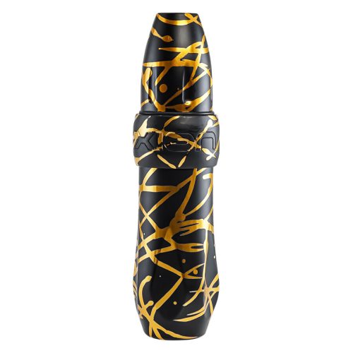 Tattoo Pen in Schwarz mit goldenen Mustern auf weißem Hintergrund