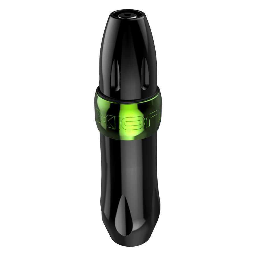 Hellgrüner Xion Pen Kryptonite aus Aluminium auf weißem Hintergrund