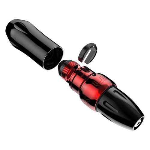 Schwarz-roter Xion Pen aus Aluminium auf weißem Hintergrund