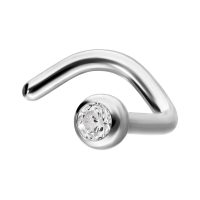 Silberner Nasenstecker aus Titan mit klarem Kristall, gebogener Form