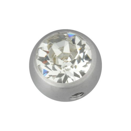 Silberner Piercing-Aufsatz mit klarem Kristall, 8 mm Kugel