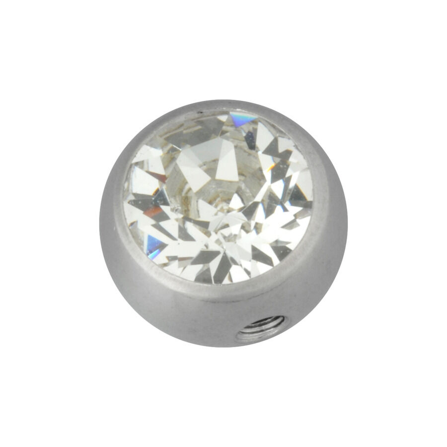 Silberner Piercing-Aufsatz mit klarem Kristall, 8 mm Kugel
