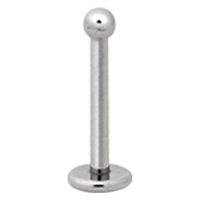 Silbernes Labret Piercing aus Titan mit Kugel auf weißem Hintergrund