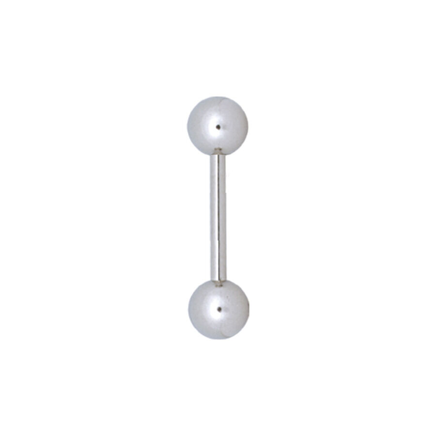 Silbernes Titan Barbell Piercing mit zwei Kugeln auf weißem Hintergrund