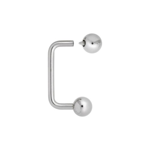 Silberner Titan Surface Barbell mit zwei Kugeln auf weißem Hintergrund