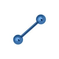 Dunkelblaues Barbell aus Titan mit zwei Kugeln auf weißem Hintergrund