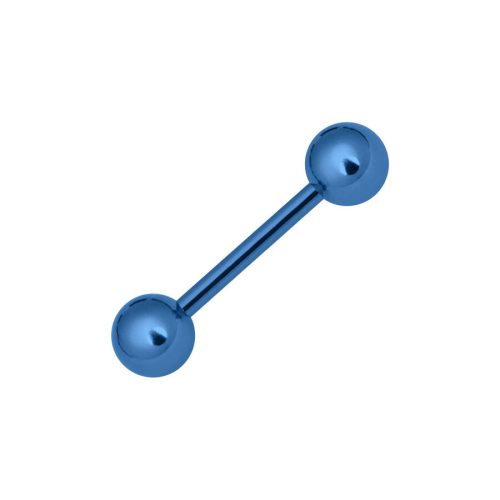 Dunkelblaues Barbell aus Titan mit zwei Kugeln auf weißem Hintergrund