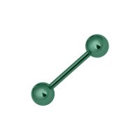 Dunkelgrüner Titan Barbell mit zwei Kugeln auf weißem Hintergrund