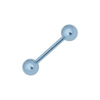 Hellblauer Titan-Barbell mit zwei Kugeln auf weißem Hintergrund
