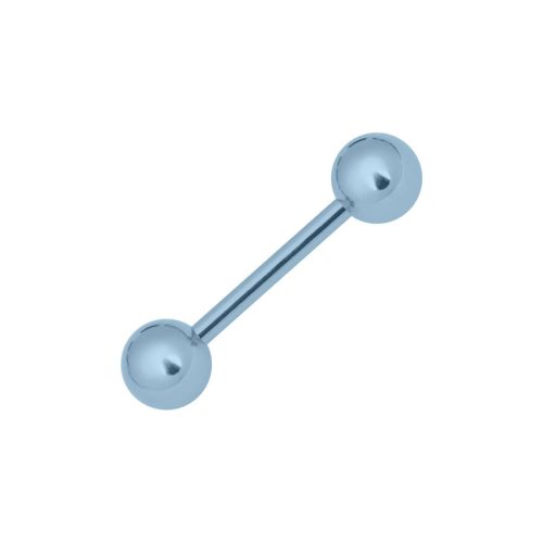 Hellblauer Titan-Barbell mit zwei Kugeln auf weißem Hintergrund