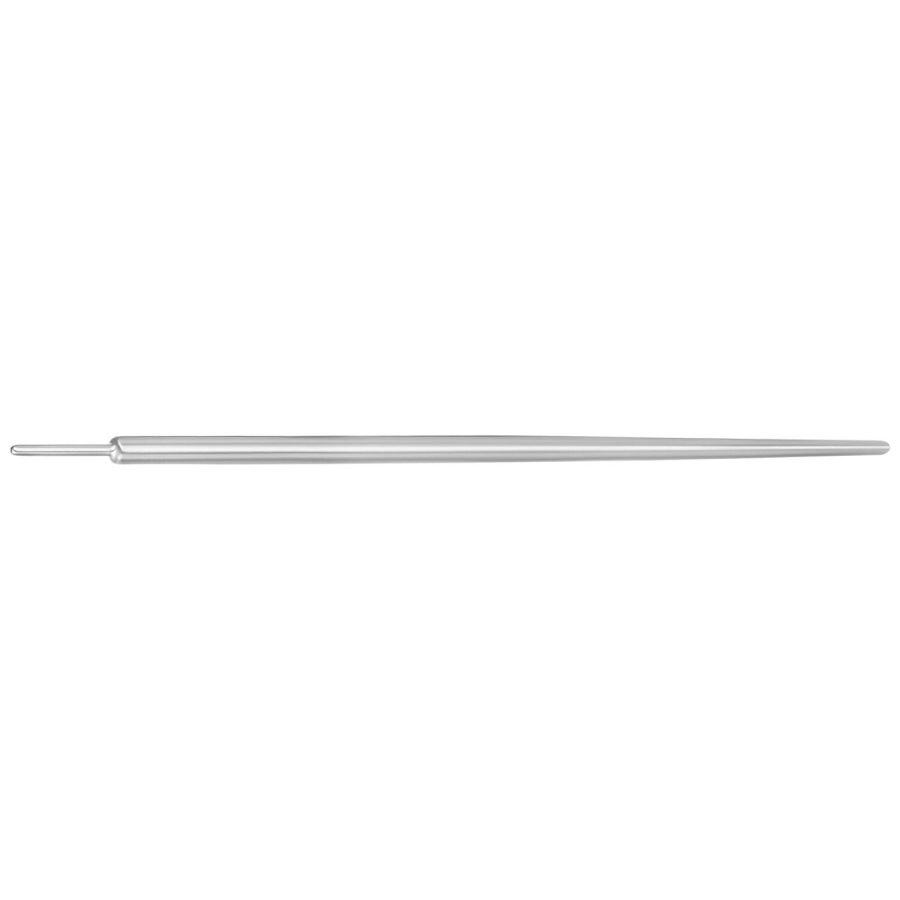 Silberner gerader Einführstift aus Titan, 1,2 mm Stärke, 38,0 mm Länge, auf weißem Hintergrund
