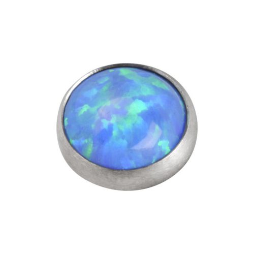 Silberner Aufsatz für Dermal Anchor mit dunkelblauem synthetischem Opal