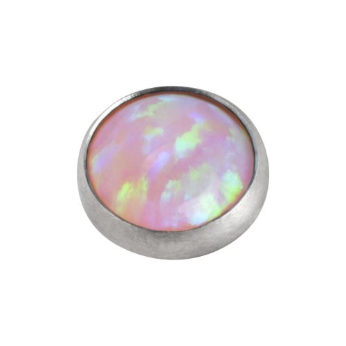 Rosa synthetischer Opal Aufsatz, 3 mm, auf silbernem Titan.