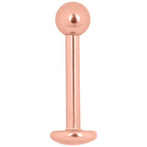 Roségoldenes Labret Piercing, 1,2 mm Stärke, 6,0 mm Länge auf weißem Hintergrund