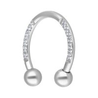 Silberfarbener Circular Barbell mit Kristallen auf weißem Hintergrund