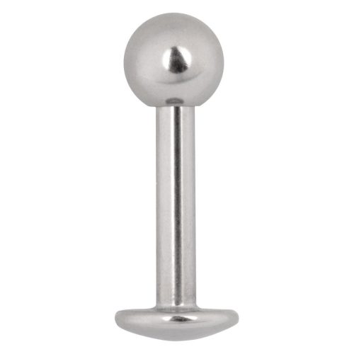 Silbernes Titan Labret mit Kugel und Außengewinde auf weißem Hintergrund