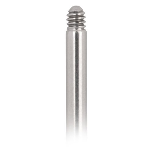 Silbernes Labret aus Titan mit Außengewinde auf weißem Hintergrund